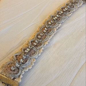 8" Adjustable Crochet Lace Bracelet with Bling